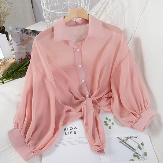 Chiffon Tie-Waist Blouse